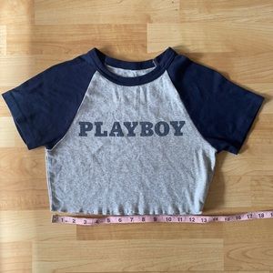 Playboy Logo Cropped Baseball Tee